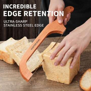HUNTER.DUAL Bread Knife for Homemade Bread, 16" Sourdough Bread Slicer, Bow Saw Cutter with Double-sided Blades for Easy Cutting, Orange