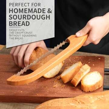 HUNTER.DUAL Bread Knife for Homemade Bread, 16" Sourdough Bread Slicer, Bow Saw Cutter with Double-sided Blades for Easy Cutting, Orange