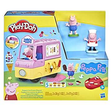 Play-Doh Peppa's Ice Cream Playset with Truck, Peppa Pig and George Figures, Non-Toxic Modeling Comp...