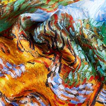 JWSilk Women's Silk Neckerchief Small Square Silk Scarf Classic Art Print (Trees Orange)