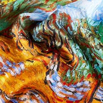 JWSilk Women's Silk Neckerchief Small Square Silk Scarf Classic Art Print (Trees Orange)