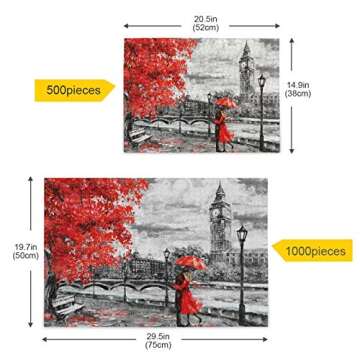 Valentines London Street Jigsaw Puzzle 500 Pieces Big Ben DIY Wall Art Intellectual Decompressing Fu...