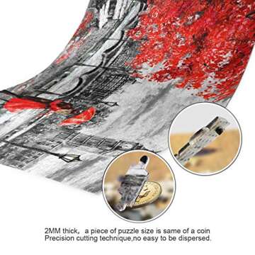 Valentines London Street Jigsaw Puzzle 500 Pieces Big Ben DIY Wall Art Intellectual Decompressing Fun Game for Adults Teens