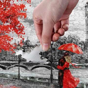 Valentines London Street Jigsaw Puzzle 500 Pieces Big Ben DIY Wall Art Intellectual Decompressing Fun Game for Adults Teens