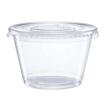 Comfy Package [4 oz. - 200 Count Clear Disposable Plastic Portion Cups with Lids - Soufflé Cups, Je...