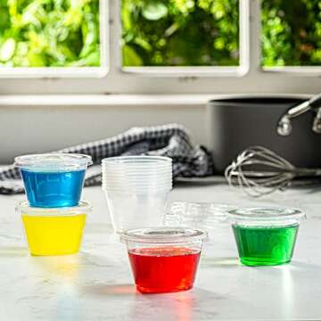 Comfy Package [4 oz. - 200 Count Clear Disposable Plastic Portion Cups with Lids - Soufflé Cups, Jello Shot Cups With Lids, Clear Plastic Containers Perfect for salad Dressing and More