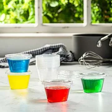 Comfy Package [4 oz. - 200 Count Clear Disposable Plastic Portion Cups with Lids - Soufflé Cups, Jello Shot Cups With Lids, Clear Plastic Containers Perfect for salad Dressing and More