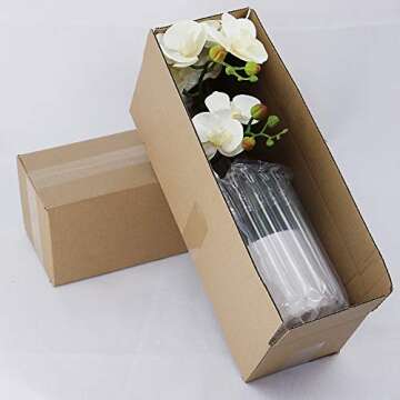 Omygarden White Orchid Artificial Flowers in Pot, Fake Plastic Orchid Flowers, Decoration for Home Office Wedding(White 2 Bouquets)