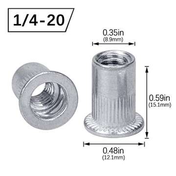 100 Pcs 1/4-20 Aluminum Flange Rivet Nuts for Reliable Fastening
