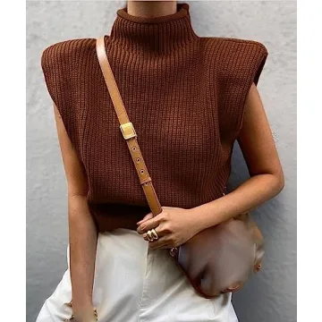 Stylish Shoulder Pad Sweater Vest for Women