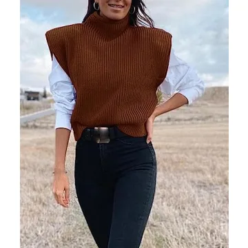 Stylish Shoulder Pad Sweater Vest for Women
