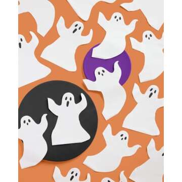 xo, Fetti Ghost Napkins - 3-ply, 50 pcs | Halloween Decoration, Spooky Season Tablescape, Haunted Ho...