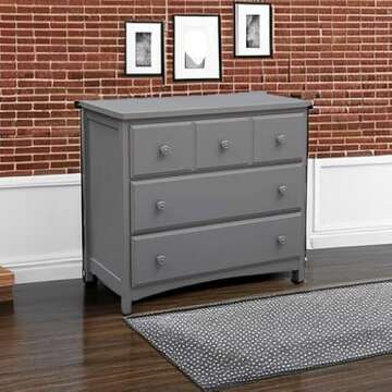 Delta Children 3 Drawer Dresser, Greenguard Gold Certified, Grey