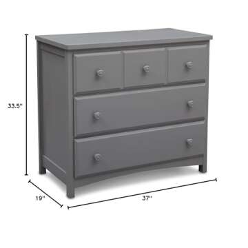 Delta Children 3 Drawer Dresser, Greenguard Gold Certified, Grey