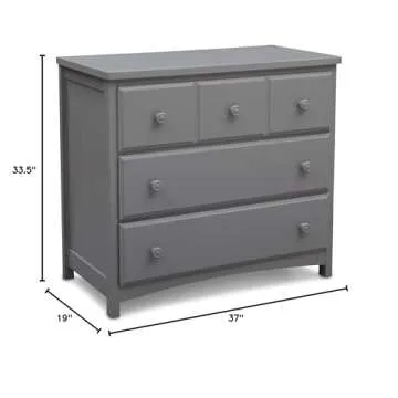 Delta Children 3 Drawer Dresser, Greenguard Gold Certified, Grey