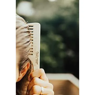 TEK - Sparse Tooth Comb with Ash Wood Handle Handmade in Italy, for Normal, Curly or Wavy Hair - 20 x 4.5 cm