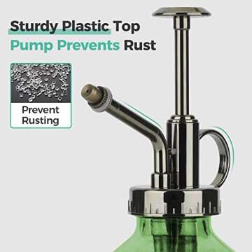 T4U Glass Plant Mister 200ML, Vintage Spray Bottle with Top Pump, Fine Mist Garden Flower Sprayer Sm...