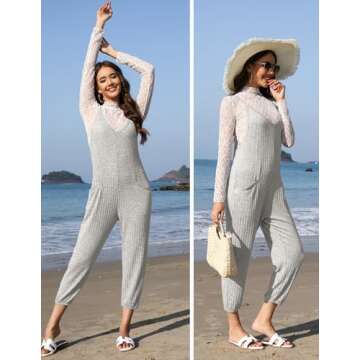 Ekouaer Women's Casual Jumpsuit with Pockets