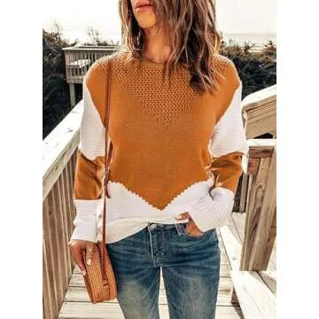 Cozy Plus Size Color Block Sweater for Women