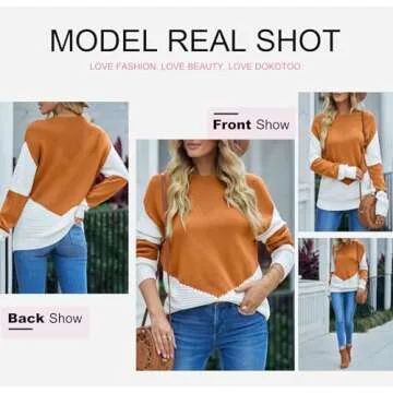Cozy Plus Size Color Block Sweater for Women