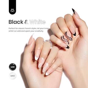 beetles Gel Polish Nail Art Liner Gel Polish Set- 2 Popular Black White Colors Nail Art Polish Gel A...