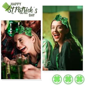 ZEYER St. Patrick's Day Headband for Ladies - Green Clover Bow Accessory