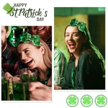 ZEYER St. Patrick's Day Headband for Ladies - Green Clover Bow Accessory