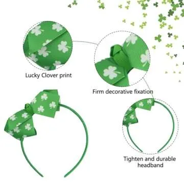 ZEYER St Patrick's Day Green Clover Headband for Women