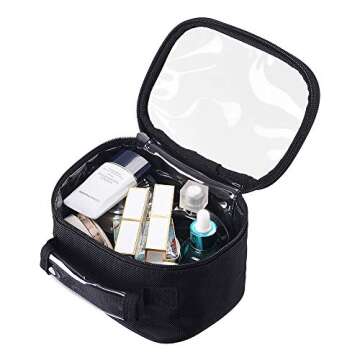 BYOOTIQUE 420D Clear Nylon Mini Makeup Travel Toiletry Bag Portable Lightweight Transparent Cosmetic...