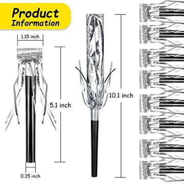 18 Pieces Silver Party Squawkers Silver Party Blower Metallic Noisemakers Graduation Blowouts Whistl...