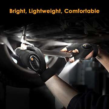 HANPURE Rechargeable LED Flashlight Gloves Stocking Stuffers for Adults Men Christmas Birthday Gift Idea for Dad Husband Him Boyfriend Car Guy Waterproof Lighted Gloves for Repairing Fishing Camping