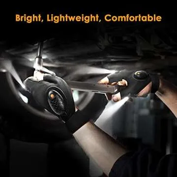 HANPURE Rechargeable LED Flashlight Gloves Stocking Stuffers for Adults Men Christmas Birthday Gift Idea for Dad Husband Him Boyfriend Car Guy Waterproof Lighted Gloves for Repairing Fishing Camping