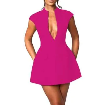 LuFeng Sexy Cap Sleeve A-line Mini Dress for Women