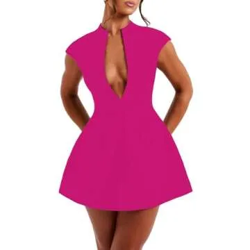 LuFeng Sexy Cap Sleeve A-line Mini Dress for Women