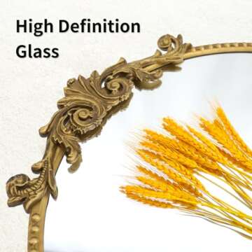 YIDIE Round Mirror, 24''Baroque Style Circle Mirror Vintage Gold Metal Frame Wall Mirrors for Vanity, Bathroom or Bedroom