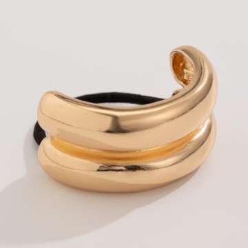 Generic Metal Hair Tie Ponytail Hair Cuff, Women's Glossy Double Arch Ponytail Hair Tie, Fashion Ell...