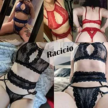 Racicio Lace Teddy Bodysuit Lingerie Set for Women