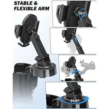 JOYTUTUS Cup Holder Phone Mount for Car with 360 Rotation