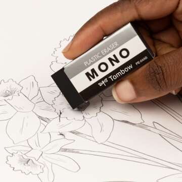 Tombow 57330 MONO Black Eraser, Medium, 3-Pack. Cleanly Removes Marks Without Damaging Paper