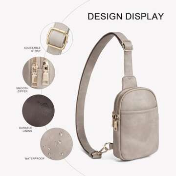 CORALDAISY Crossbody Bags for Women Small Sling Bag Fanny Packs for Women Cross Body Purses Belt Bag for Women Leather Cross Body Bag Chest Bag Gifts, Grey