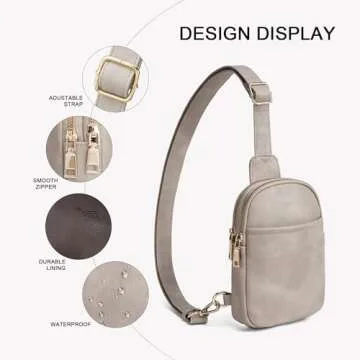 CORALDAISY Crossbody Bags for Women Small Sling Bag Fanny Packs for Women Cross Body Purses Belt Bag for Women Leather Cross Body Bag Chest Bag Gifts, Grey