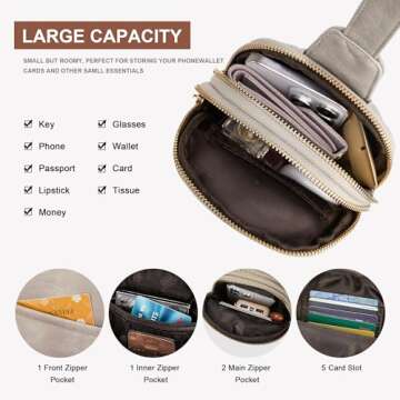 CORALDAISY Crossbody Bags for Women Small Sling Bag Fanny Packs for Women Cross Body Purses Belt Bag for Women Leather Cross Body Bag Chest Bag Gifts, Grey