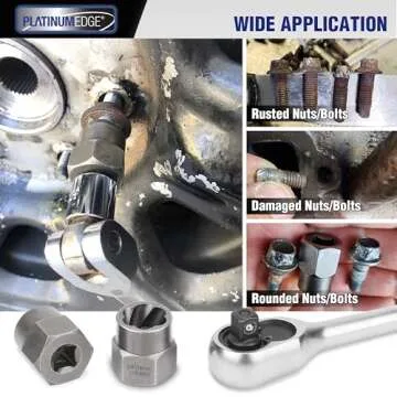 PLATINUMEDGE 13 Pieces Impact Bolt & Nut Remover Set, Stripped Bolt Extractor Set, Cr-Mo Extraction Tool Set with Solid Storage Case, Easy Out Rusted Rounded Damaged Nuts and Bolts