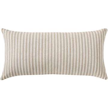 Amazon Brand – Ravenna Home Casual Striped Throw Pillow - 24 x 12 Inch, Taupe