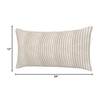 Amazon Brand – Ravenna Home Casual Striped Throw Pillow - 24 x 12 Inch, Taupe