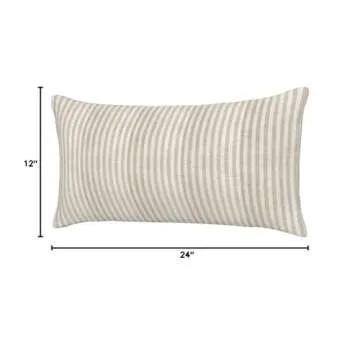 Amazon Brand – Ravenna Home Casual Striped Throw Pillow - 24 x 12 Inch, Taupe