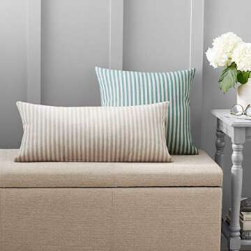 Amazon Brand – Ravenna Home Casual Striped Throw Pillow - 24 x 12 Inch, Taupe