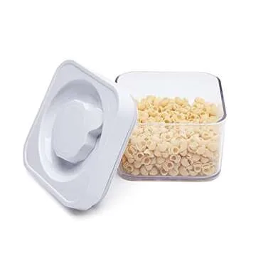 Amazon Basics 5-Piece Square Airtight Food Storage Containers for Kitchen Pantry Organization, BPA Free Plastic, Clear, White