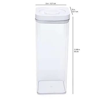 Amazon Basics 5-Piece Square Airtight Food Storage Containers for Kitchen Pantry Organization, BPA Free Plastic, Clear, White