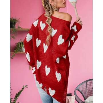 Cute Valentines Heart Sweater for Women - Cozy Chic Style